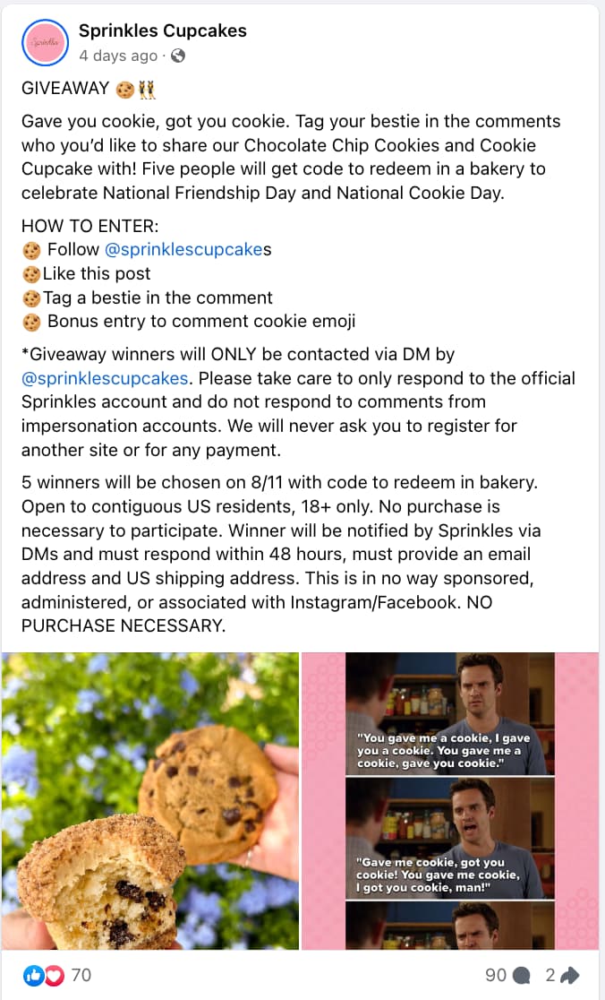 customer appreciation post for sprinkles