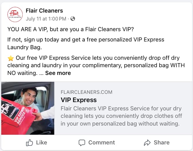 falir cleaners thank you post on facebook