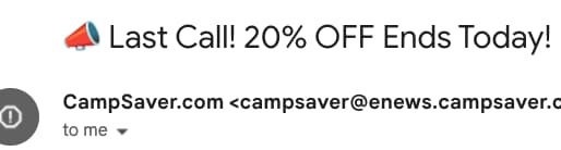 email subject line for campsaver