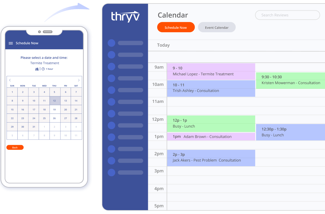 Managing appointments and scheduling for pest control services with Thryv